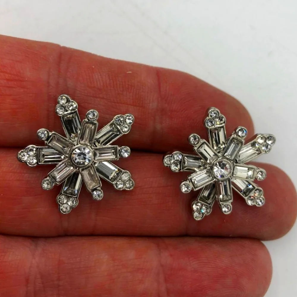 Swarovski Silver Clear Crystal Snowflake Earrings